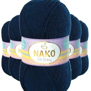 5 Adet Elite Baby El Örgü İpi Tüylenmeyen Bebek Yünü Lacivert 10094