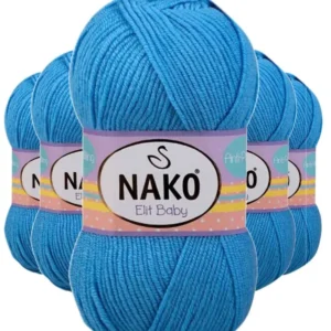 5 Adet Elite Baby El Örgü İpi Tüylenmeyen Bebek Yünü Alaska Mavisi 10119