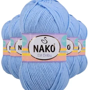 5 Adet Elite Baby El Örgü İpi Tüylenmeyen Bebek Yünü Mavi 10305