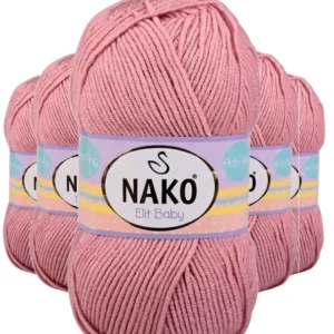 5 Adet Elite Baby El Örgü İpi Tüylenmeyen Bebek Yünü Gül Kurusu 10325