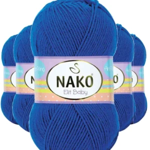 5 Adet Elite Baby El Örgü İpi Tüylenmeyen Bebek Yünü Saks Mavi 10346