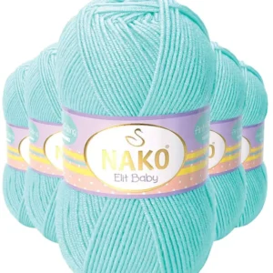 5 Adet Elite Baby El Örgü İpi Tüylenmeyen Bebek Yünü Açık Turkuaz 10535