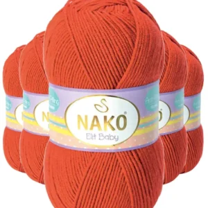 5 Adet Elite Baby El Örgü İpi Tüylenmeyen Bebek Yünü Mercan Taşı 10701