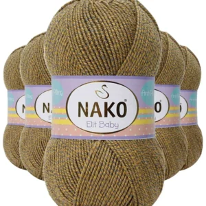 5 Adet Elite Baby El Örgü İpi Tüylenmeyen Bebek Yünü Sarı Gri 21354