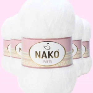 5 Adet Paris El Örgü ipi Yünü Beyaz 208