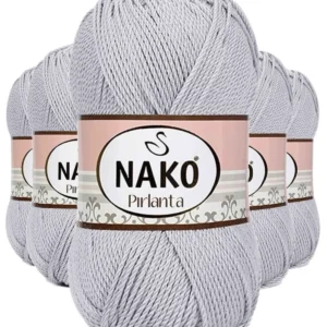 5 Adet Pırlanta Amigurumi El Örgü İpi Yünü Açık Gri 130
