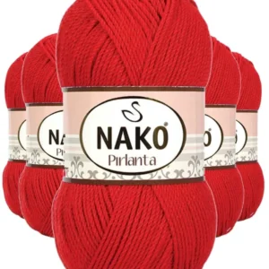 5 Adet Pırlanta Amigurumi El Örgü İpi Yünü Gelincik Kırmızı 6741