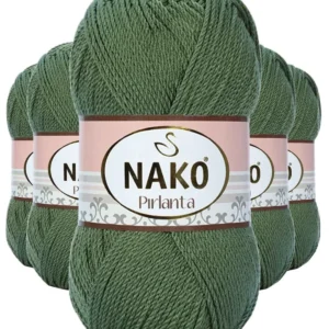 5 Adet Pırlanta Amigurumi El Örgü İpi Yünü Haki Yeşil 11253