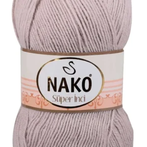 Süper İnci El Örgü İpi 100 gr Pembeli Gri 3079