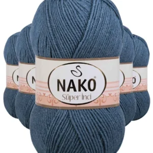 5 Adet Süper İnci El Örgü İpi 100 gr Fırtına Mavi 185