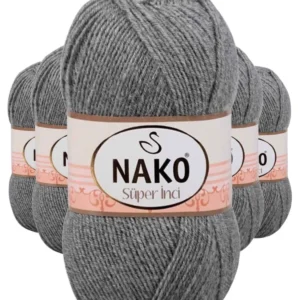 5 Adet Süper İnci El Örgü İpi 100 gr Gri Melanj 194