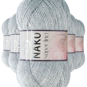 5 Adet Süper İnci El Örgü İpi 100 gr Açık Gri Melanj 195