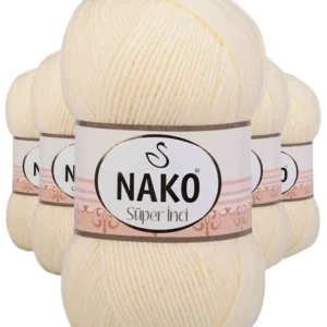 5 Adet Süper İnci El Örgü İpi 100 gr Krem 256