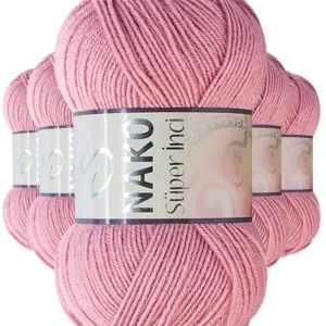 5 Adet Süper İnci El Örgü İpi 100 gr Gül Kurusu 275