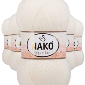 5 Adet Süper İnci El Örgü İpi 100 gr Ekru 300