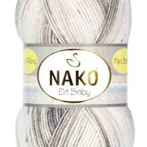 Elit Baby Mini Batik Bebe El Örgü İpi Gri Beyaz 32461