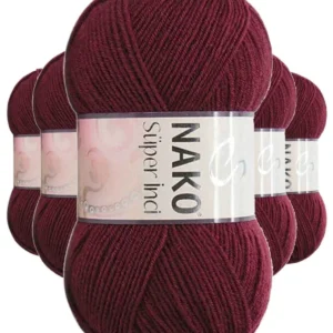 5 Adet Süper İnci El Örgü İpi 100 gr Bordo 999
