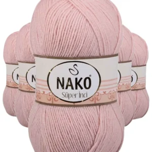 5 Adet Süper İnci El Örgü İpi 100 gr Açık Pudra 1479