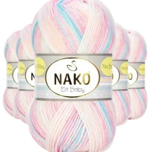 5 Adet Mini Batik Bebe El Örgü İpi Pembe Turkuaz 32431