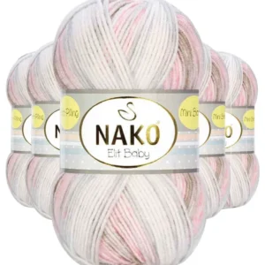 5 Adet Mini Batik Bebe El Örgü İpi Kahveli Pembe 32463