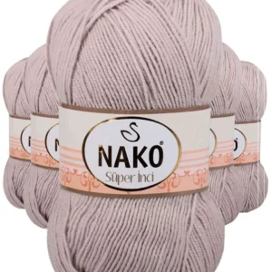 5 Adet Süper İnci El Örgü İpi 100 gr Pembeli Gri 3079