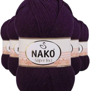 5 Adet Süper İnci El Örgü İpi 100 gr Mor 3260