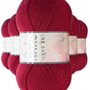 5 Adet Süper İnci El Örgü İpi 100 gr Vişne Çürüğü 3630