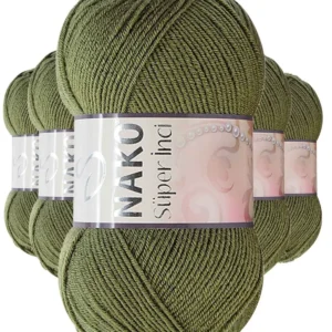 5 Adet Süper İnci El Örgü İpi 100 gr Haki 4234