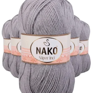 5 Adet Süper İnci El Örgü İpi 100 gr Gri 11538