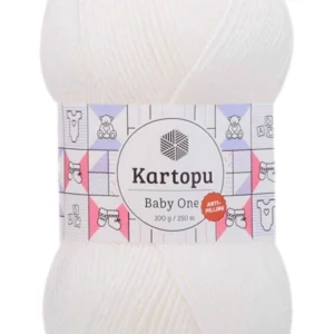 Baby One Tüylenmeyen El Örgü İpi Yünü Kar Beyaz K010