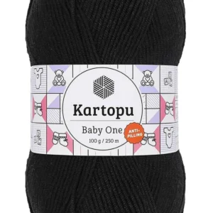 Baby One Tüylenmeyen El Örgü İpi Yünü Siyah K940