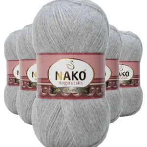 5 Adet Angora Lüks El Örgü İpi Gri Melanj 195