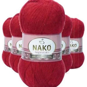 5 Adet Angora Lüks El Örgü İpi Koyu Kırmızı 1175