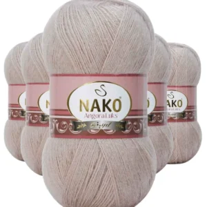 5 Adet Angora Lüks El Örgü İpi Pembeli Gri 3079