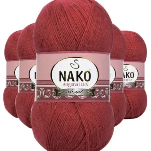 5 Adet Angora Lüks El Örgü İpi Bordo 6679