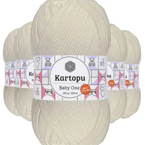 5 Adet Baby One Tüylenmeyen El Örgü İpi Yünü Kırık Beyaz K019