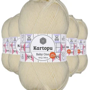 5 Adet Baby One Tüylenmeyen El Örgü İpi Yünü Krem K025