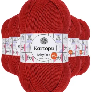 5 Adet Baby One Tüylenmeyen El Örgü İpi Yünü Koyu Kırmızı K129