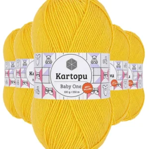 5 Adet Baby One Tüylenmeyen El Örgü İpi Yünü Sarı K154