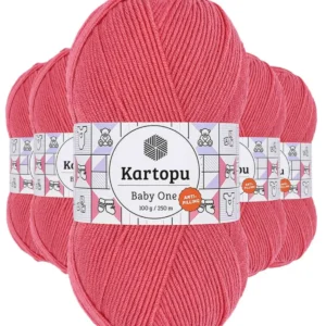5 Adet Baby One Tüylenmeyen El Örgü İpi Yünü Pembe K254