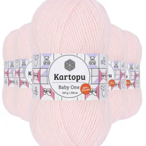 5 Adet Baby One Tüylenmeyen El Örgü İpi Yünü Bebe Pembe K255