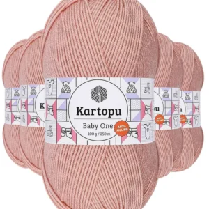5 Adet Baby One Tüylenmeyen El Örgü İpi Yünü Pudra K258