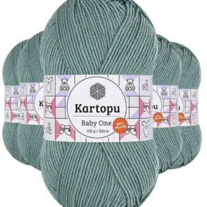 5 Adet Baby One Tüylenmeyen El Örgü İpi Yünü Azur K493