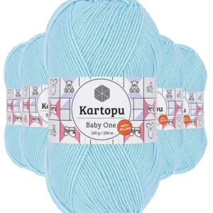5 Adet Baby One Tüylenmeyen El Örgü İpi Yünü Gök Mavi K502