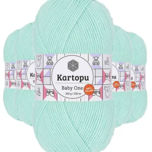 5 Adet Baby One Tüylenmeyen El Örgü İpi Yünü Açık Yeşil K507