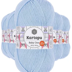 5 Adet Baby One Tüylenmeyen El Örgü İpi Yünü Mavi K544