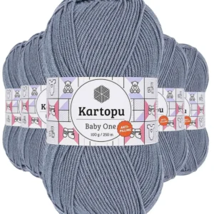 5 Adet Baby One Tüylenmeyen El Örgü İpi Yünü Jeans Mavi K571