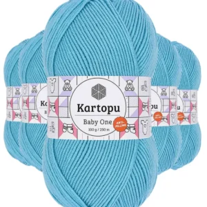 5 Adet Baby One Tüylenmeyen El Örgü İpi Yünü Turkuaz K576
