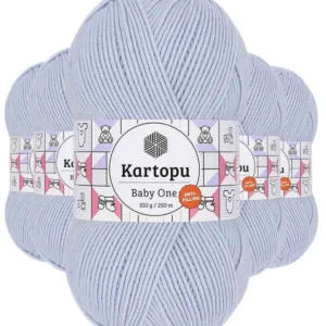 5 Adet Baby One Tüylenmeyen El Örgü İpi Yünü Buz Mavi K580