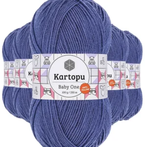 5 Adet Baby One Tüylenmeyen El Örgü İpi Yünü Açık Lacivert K604